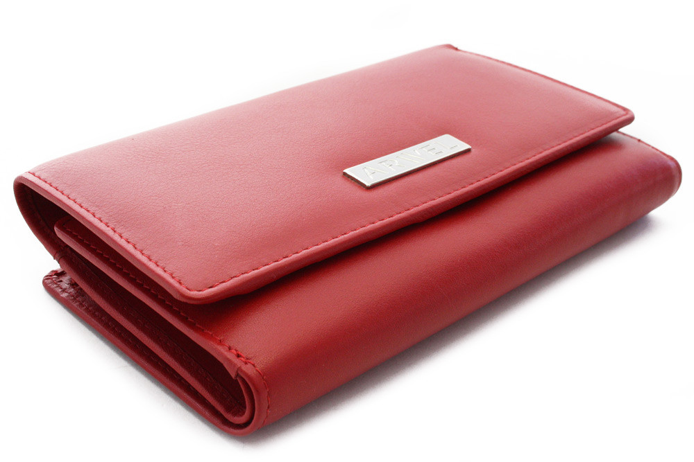 Červená kožená dámska klopová peňaženka 511-1048-31