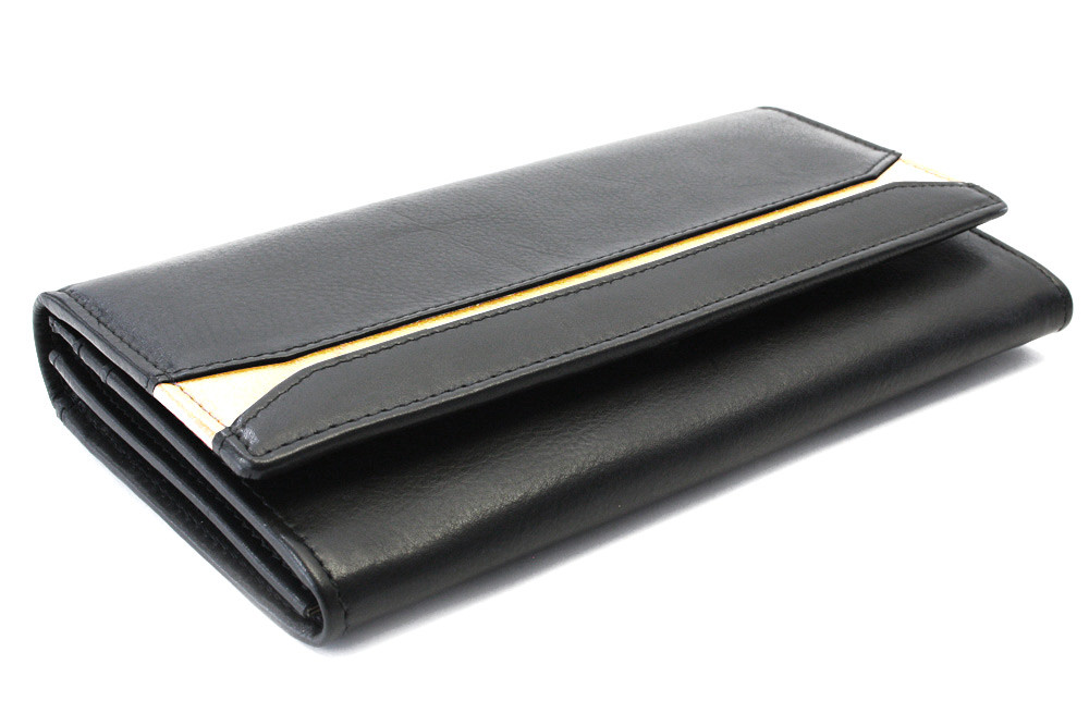Čiernozlatá dámska kožená peňaženka s poklopom 511-2407-60/01