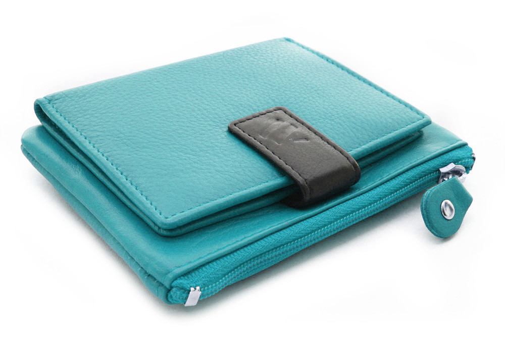 Tyrkysová malá dámska kožená peňaženka so zápinkou 511-8205-53/60