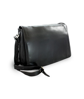 Čierna kožená klopnová kabelka 213-1195-60