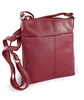 Burgundy kožená zipsová kabelka 212-3013-34