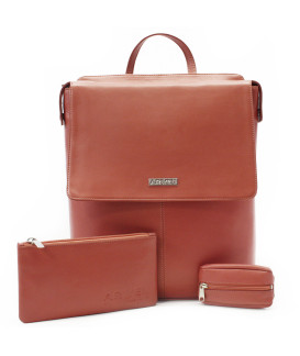 Tmavo ružová sada dámskeho batohu, etue a kľúčenky 412-1660-0023-2418-35