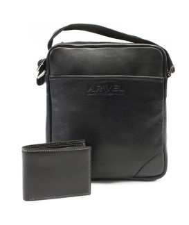 Súprava čierneho pánskeho crossbagu a peňaženky 412-1713-9160-60