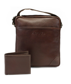 Sada hnedého pánskeho crossbagu a peňaženky 412-1713-9160-40
