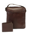 Sada hnedého pánskeho crossbagu a peňaženky 412-1713-9160-40