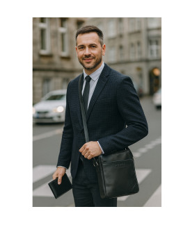 Súprava čierneho pánskeho crossbagu a peňaženky 412-1713-9160-60