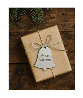 Tmavo strieborná vianočná ozdoba zvonček 619-1213-01