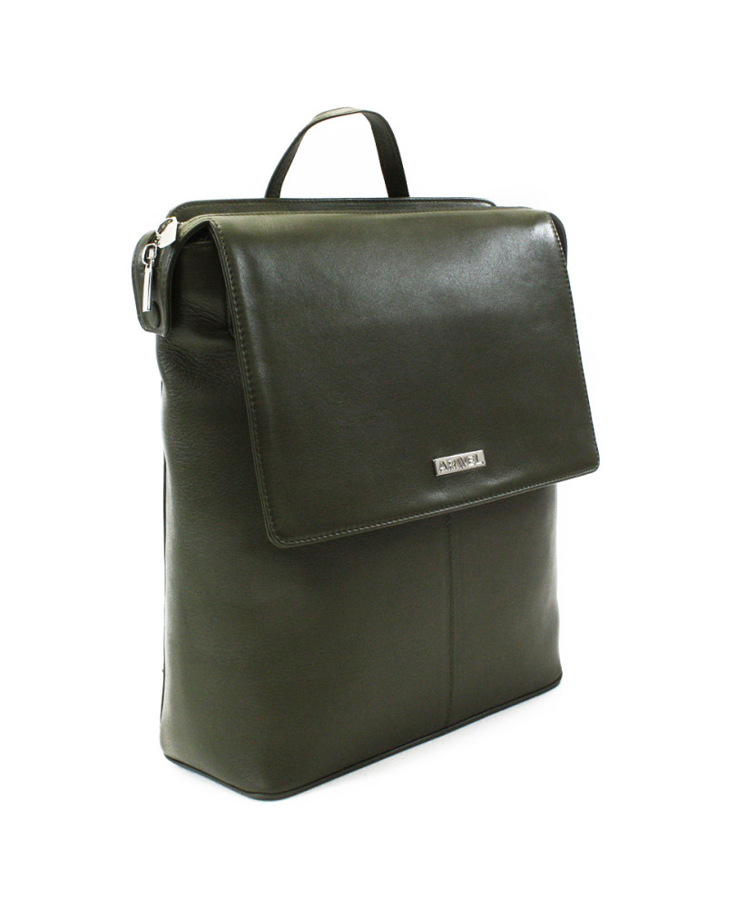 Tmavozelený mestský kožený batoh 311-1660-57