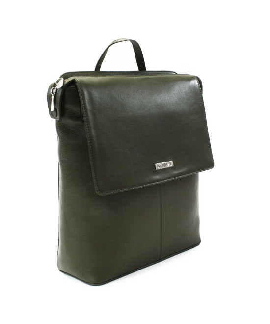 Tmavozelený mestský kožený batoh 311-1660-57