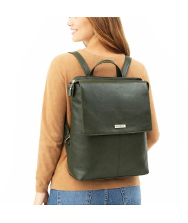 Tmavozelený mestský kožený batoh 311-1660-57