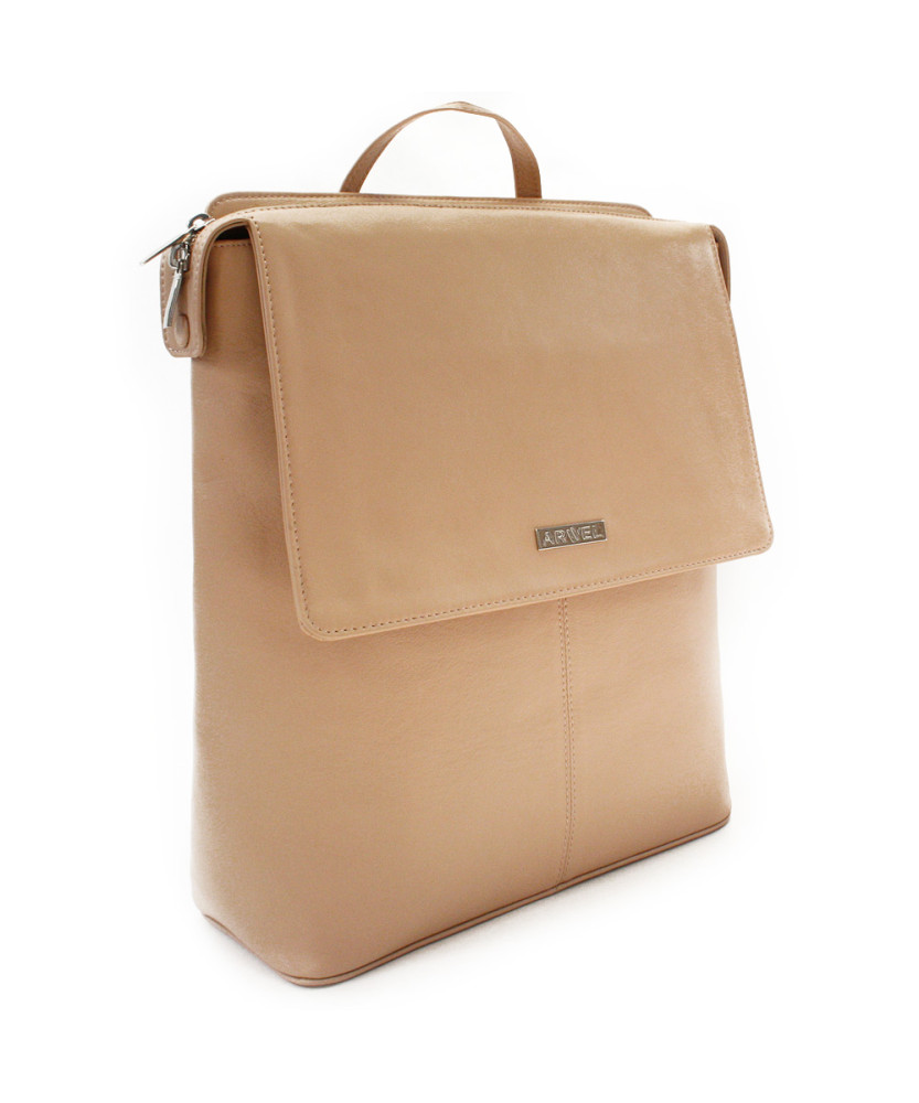 Béžový mestský kožený batoh 311-1660-82