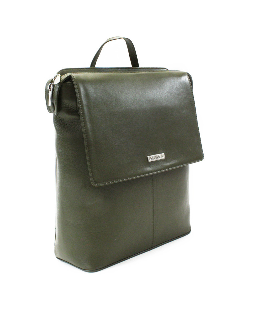 Tmavozelený mestský kožený batoh 311-1660-57