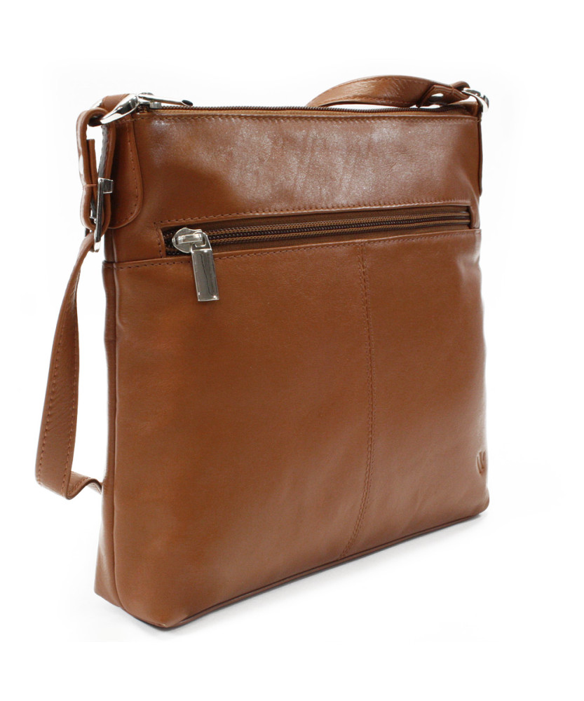 Hnedá kožená zipsová kabelka 212-3014-40