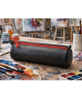 Čiernočervený kožený jednokomorový peračník 611-5020-60/31