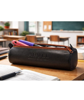 Čiernohnedý kožený jednokomorový peračník 611-5020-60/40