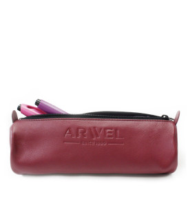 Bordovo červený kožený jednokomorový peračník 611-5020-60/40