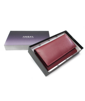 Bordovo červená dámska klopová kožená peňaženka 511-2018-32