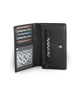 Čierna dámska listová kožená peňaženka s poklopom 511-2018-60