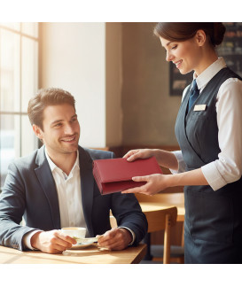 Červená kožená čašnícka peňaženka s vreckami na kreditné karty 515-2401C-31