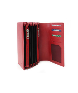Červená kožená čašnícka peňaženka s vreckami na kreditné karty 515-2401C-31