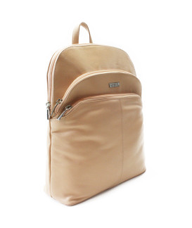 Béžový kožený zipsový batoh 311-8955-82