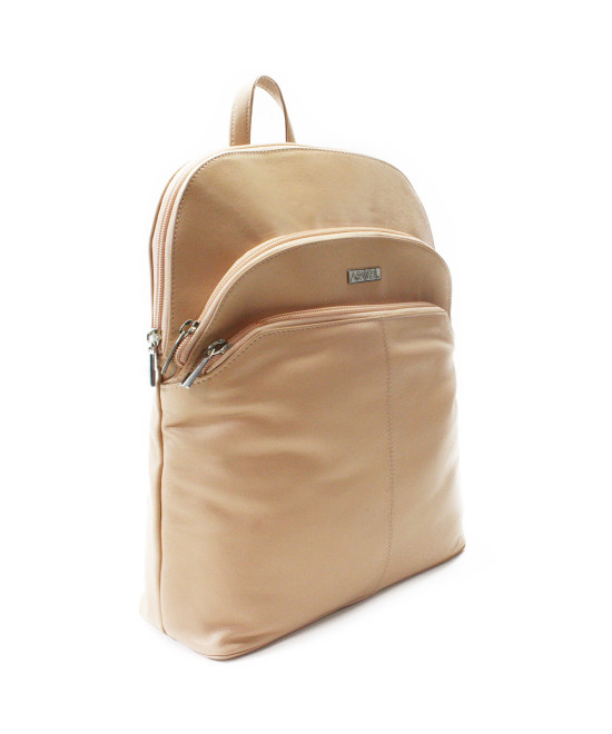 Béžový kožený zipsový batoh 311-8955-82
