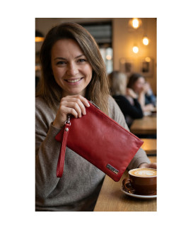 Červená dámska kožená etue s pútkom 611-0025-31