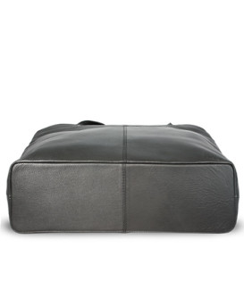 Čierna kožená zipsová kabelka s dvoma popruhmi 212-2018-60