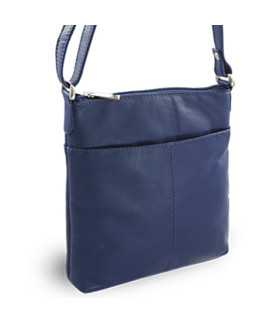 Modrá kožená zipsová kabelka 212-3013-97