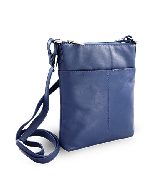 Modrá kožená zipsová kabelka 212-3013-97