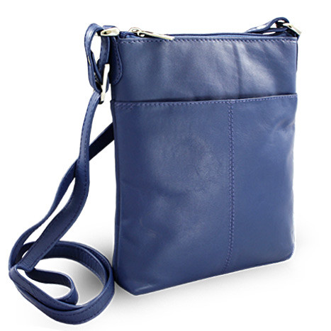 Modrá kožená zipsová kabelka 212-3013-97