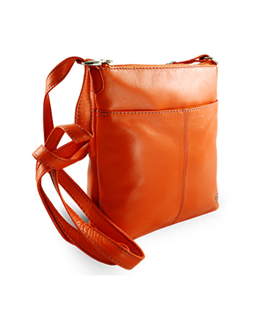 Oranžová kožená zipsová kabelka 212-3013-84