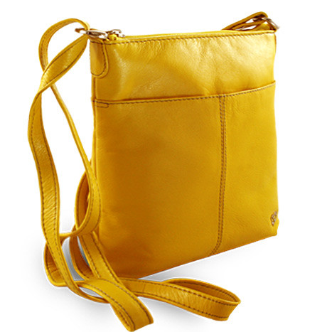 Žltá kožená zipsová kabelka 212-3013-86