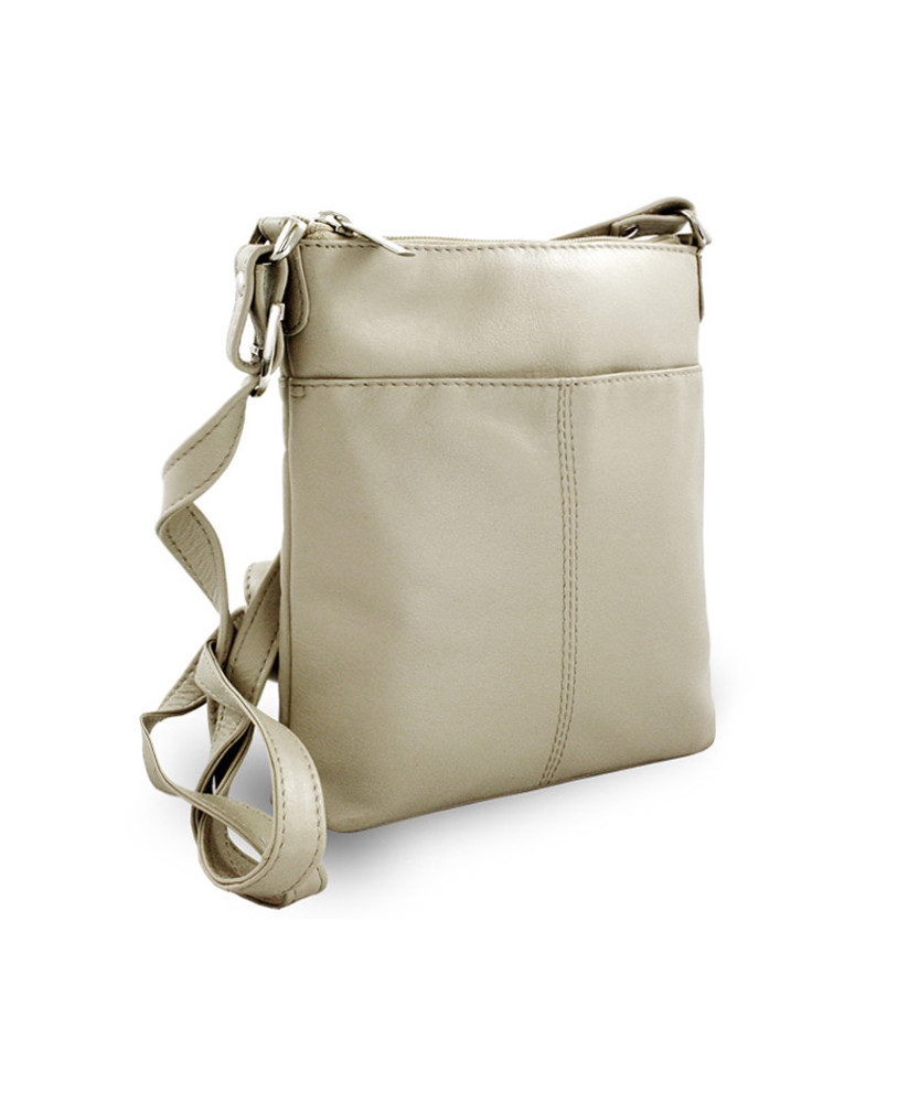 Svetlosivá kožená zipsová kabelka 212-3013-20