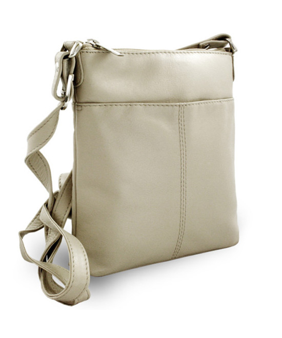 Svetlosivá kožená zipsová kabelka 212-3013-20