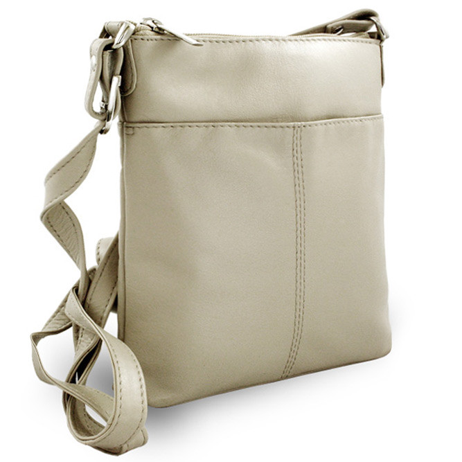 Svetlosivá kožená zipsová kabelka 212-3013-20