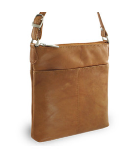 Svetlo hnedá kožená zipsová kabelka 212-3013-05