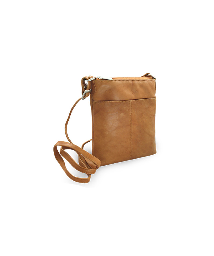 Svetlo hnedá kožená zipsová kabelka 212-3013-05