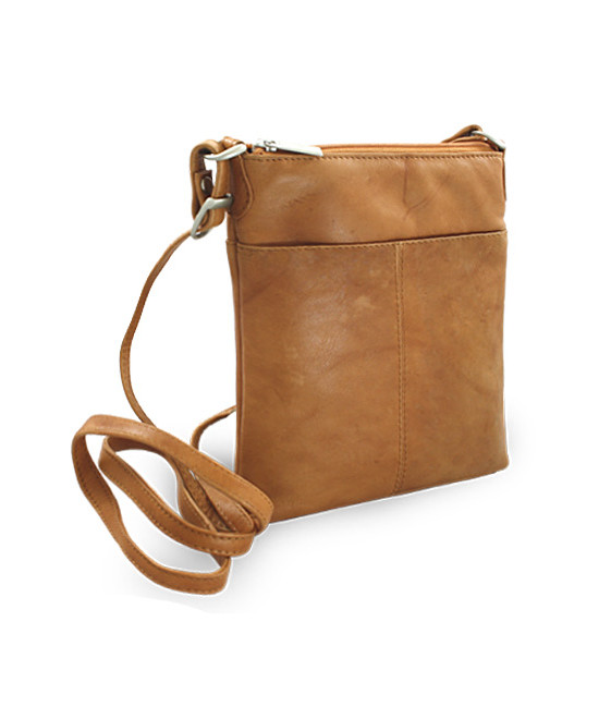 Svetlo hnedá kožená zipsová kabelka 212-3013-05