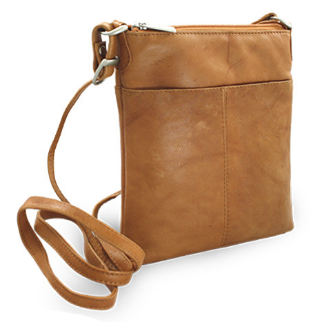 Svetlo hnedá kožená zipsová kabelka 212-3013-05