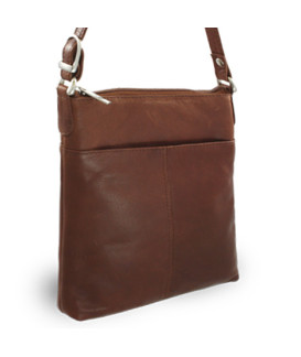 Tmavo hnedá kožená zipsová kabelka 212-3013-47