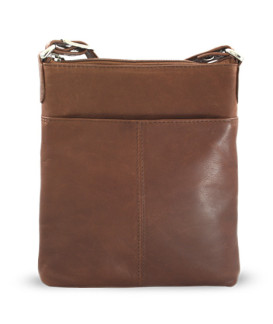 Tmavo hnedá kožená zipsová kabelka 212-3013-47