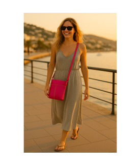 Fuxiová kožená zipsová kabelka 212-3013-36