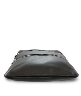 Čierna kožená zipsová kabelka s popruhom 212-3066-60