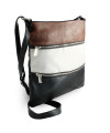 Trojfarebná kožená zipsová kabelka s popruhom 212-3066-60/20/47