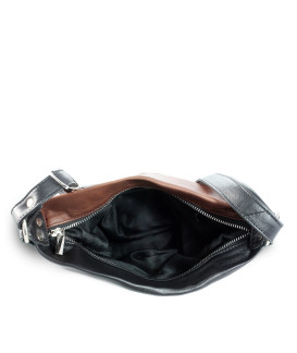 Trojfarebná kožená zipsová kabelka s popruhom 212-3066-60/20/47