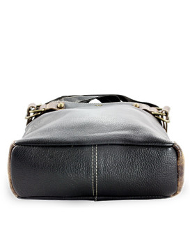 Čierna kožená zipsová kabelka 212-5713-60