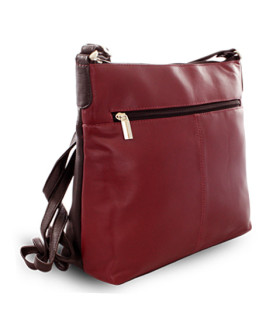 Burgundy-čierna kožená zipsová kabelka 212-3015-60/34