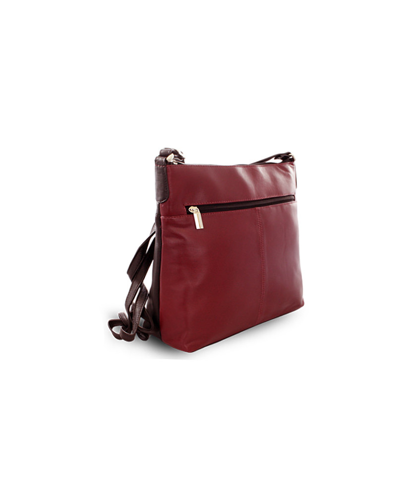 Burgundy-čierna kožená zipsová kabelka 212-3015-60/34