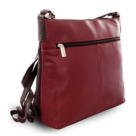 Burgundy-čierna kožená zipsová kabelka 212-3015-60/34